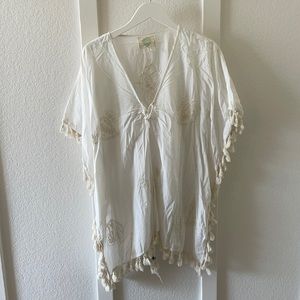 Z&L Brand White Embroidered Swim Cover Up